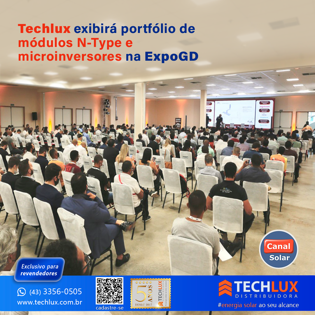 Techlux exibirá portfólio de módulos N-Type e microinversores na ExpoGD 2022