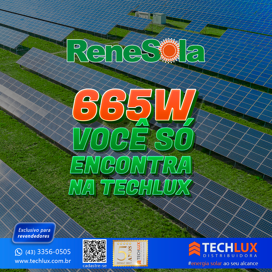 Módulo 665W bifacial Renesola aqui na Techlux!