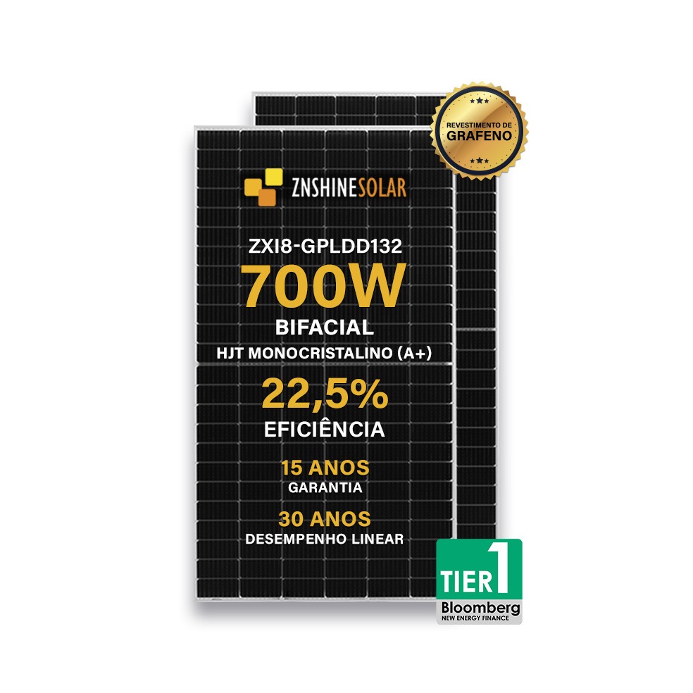 Módulo Fotovoltaico Znshine Solar 700W Bifacial ZXI8-GPLDDA+132-700 - ALTA PERFORMANCE