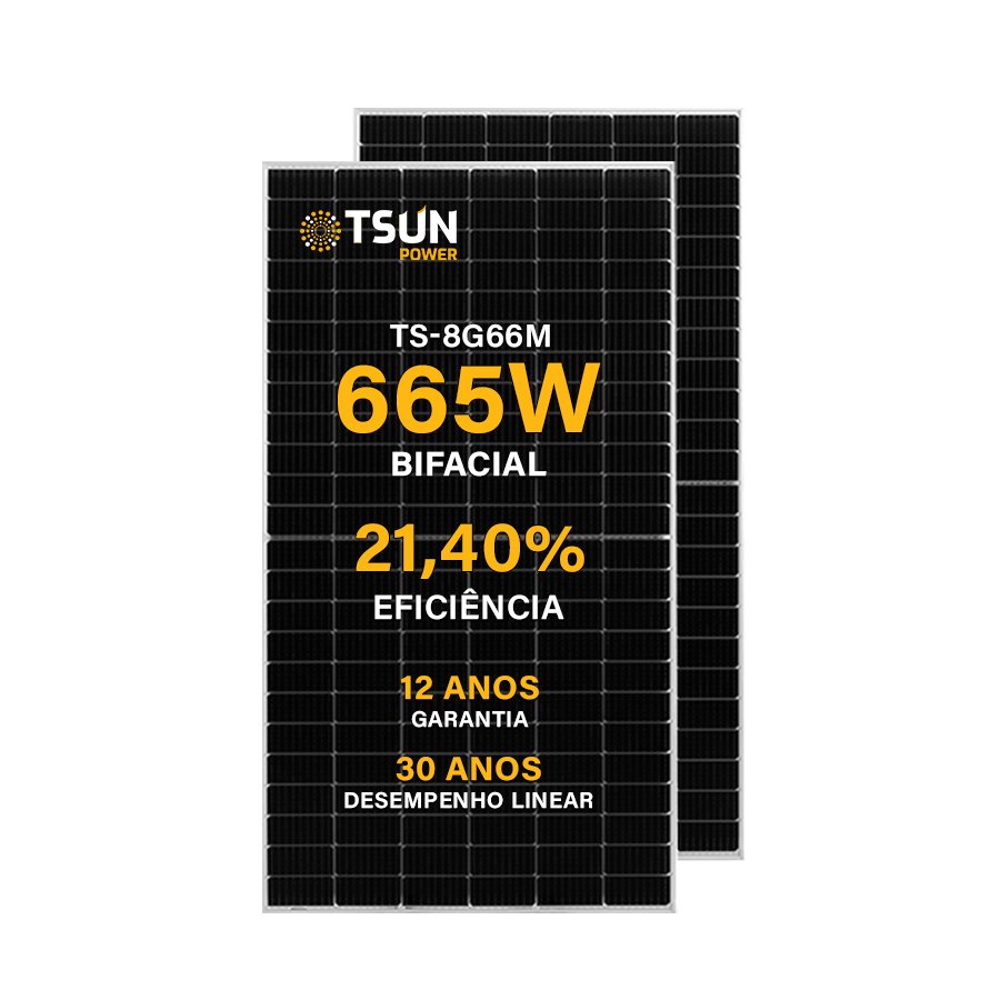 Módulo Fotovoltaico Tsun Power 665W TS-8G66M-665 Bifacial Monocristalino Halfcell
